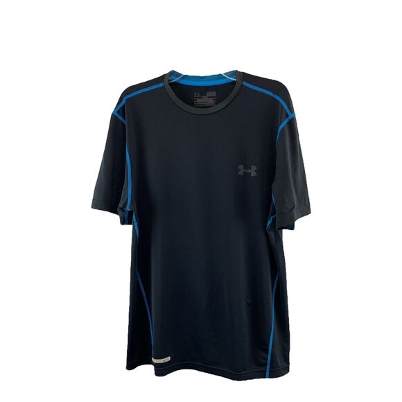 Under Armour Mens HeatGear Armour Fitted Shirt Size Medium Black Short Sleeve - Picture 1 of 9